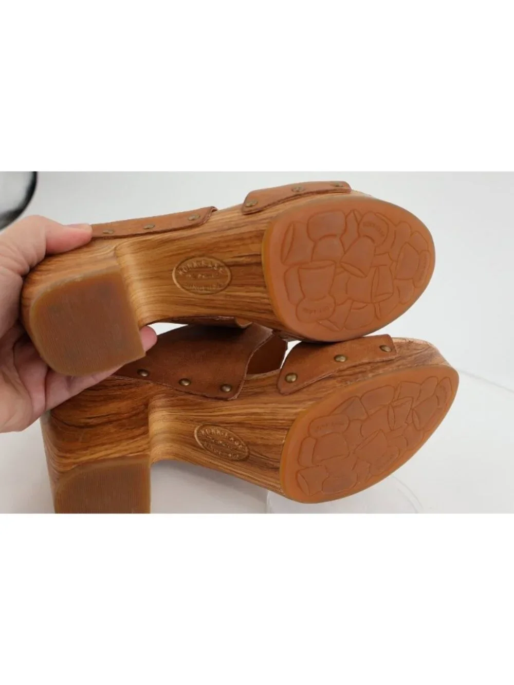 Kork-Ease Womens Darra Sandals Platform Block Heel Brown Slide Slip On Wooden 11